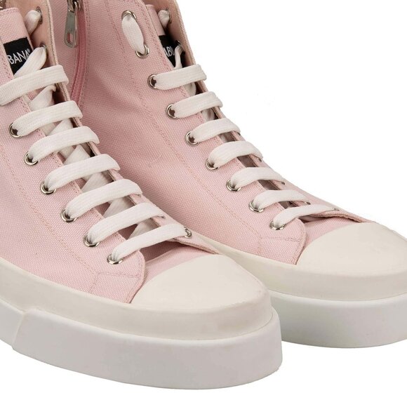 Dolce & Gabbana - DG Logo High Top Sneaker PORTOFINO Pink White 44 UK 10 US 11 - Picture 5 of 5